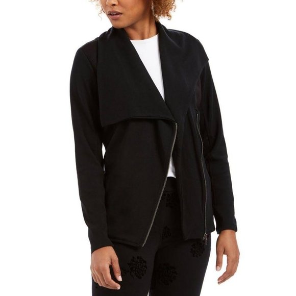 Style & Co. Jackets & Blazers - Style & Co Jacket Large Black Drape-Front Zippers